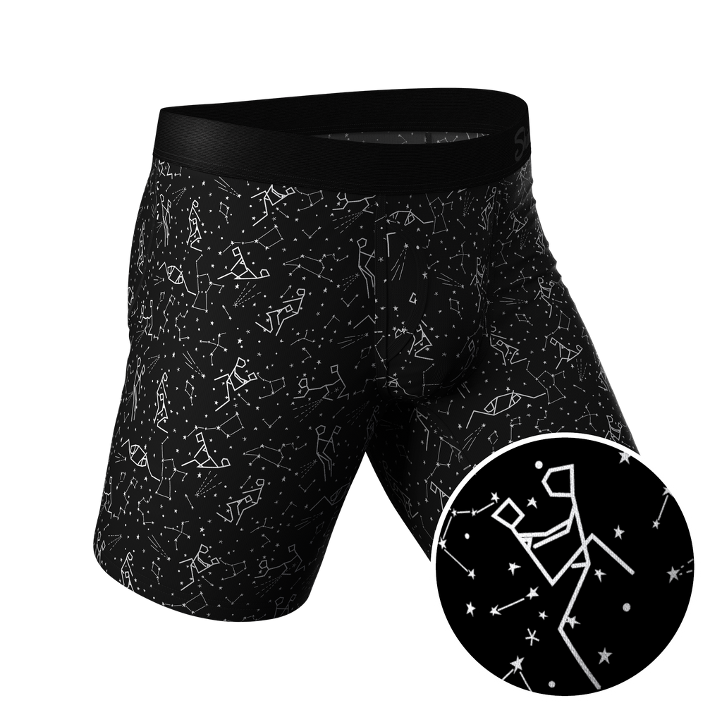 The Big Bang | Glow In The Dark Constellation Long Leg Ball Hammock® Pouch Underwear With Fly