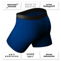 Dark blue Ball Hammock® boxer briefs with classic design.