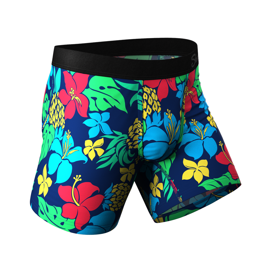 hawaiian print ball hammock boxers for men