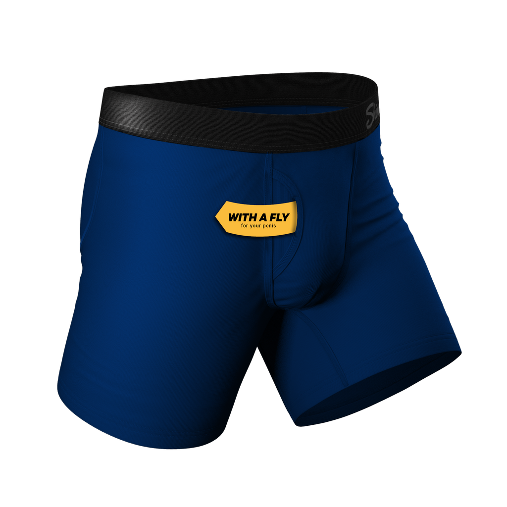 Blue Man Group men's boxer briefs pack with Ball Hammock® Pouch Underwear With Fly, ultra-soft MicroModal material, 5-pack.