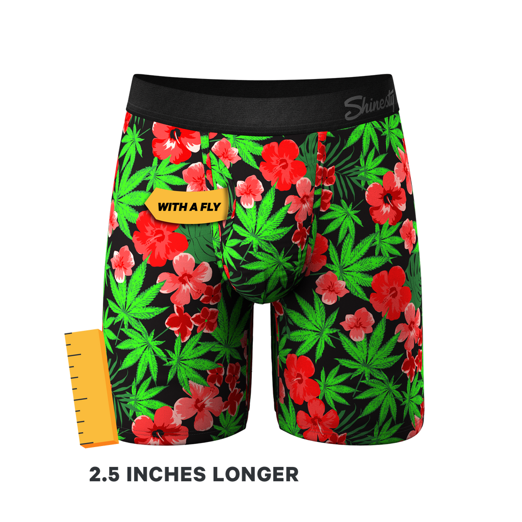 The Bongstera | Tropical Weed Long Leg Ball Hammock® Pouch Boxers With Fly