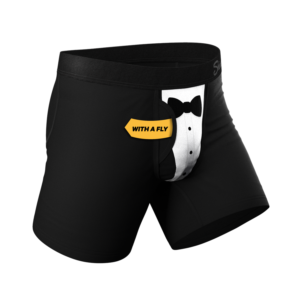 The 009 | Black Tuxedo Ball Hammock® Pouch Underwear With Fly