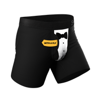 The 009 | Black Tuxedo Ball Hammock® Pouch Underwear With Fly