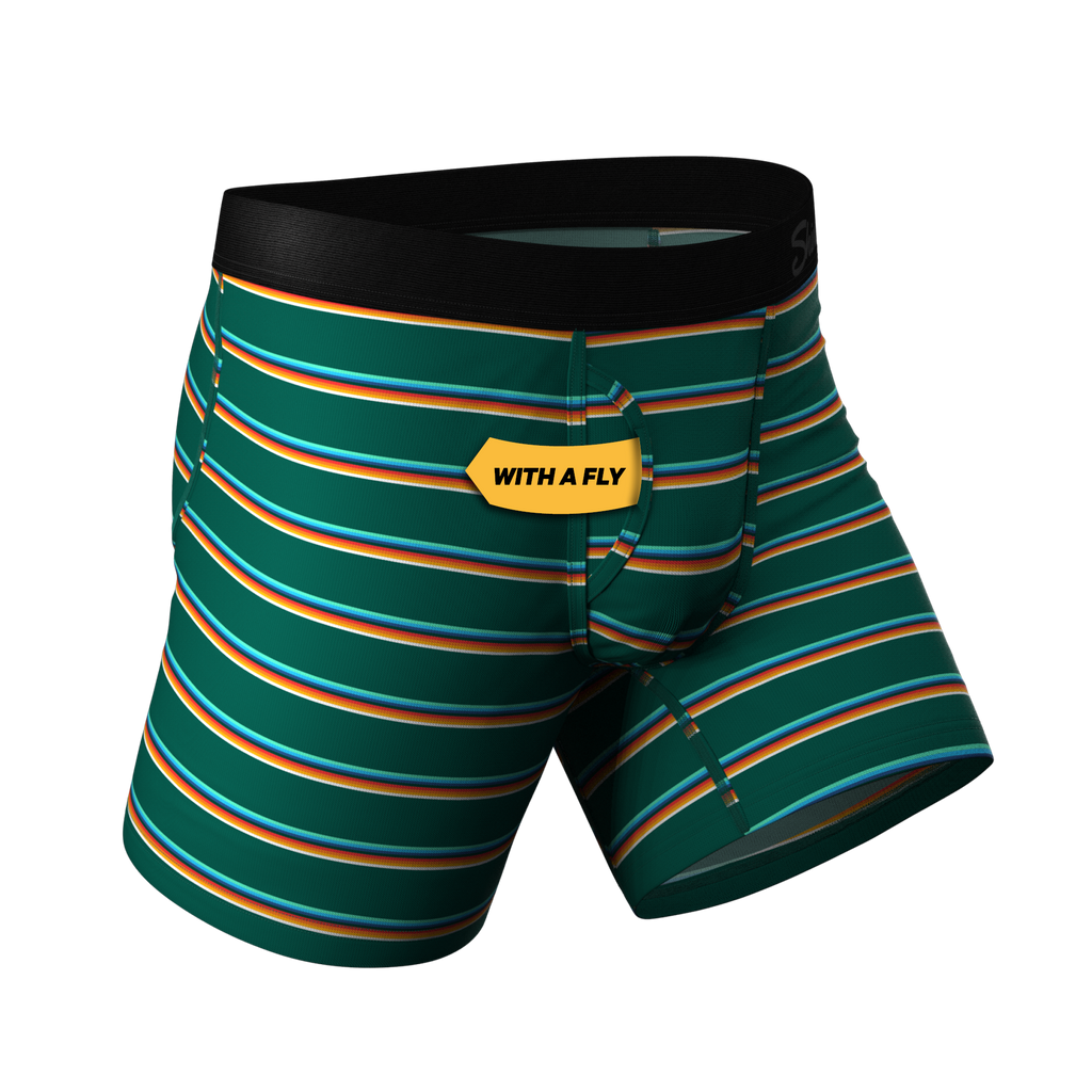 The Old Schooler | Retro Green Stripe Ball Hammock® Pouch Underwear With Fly
