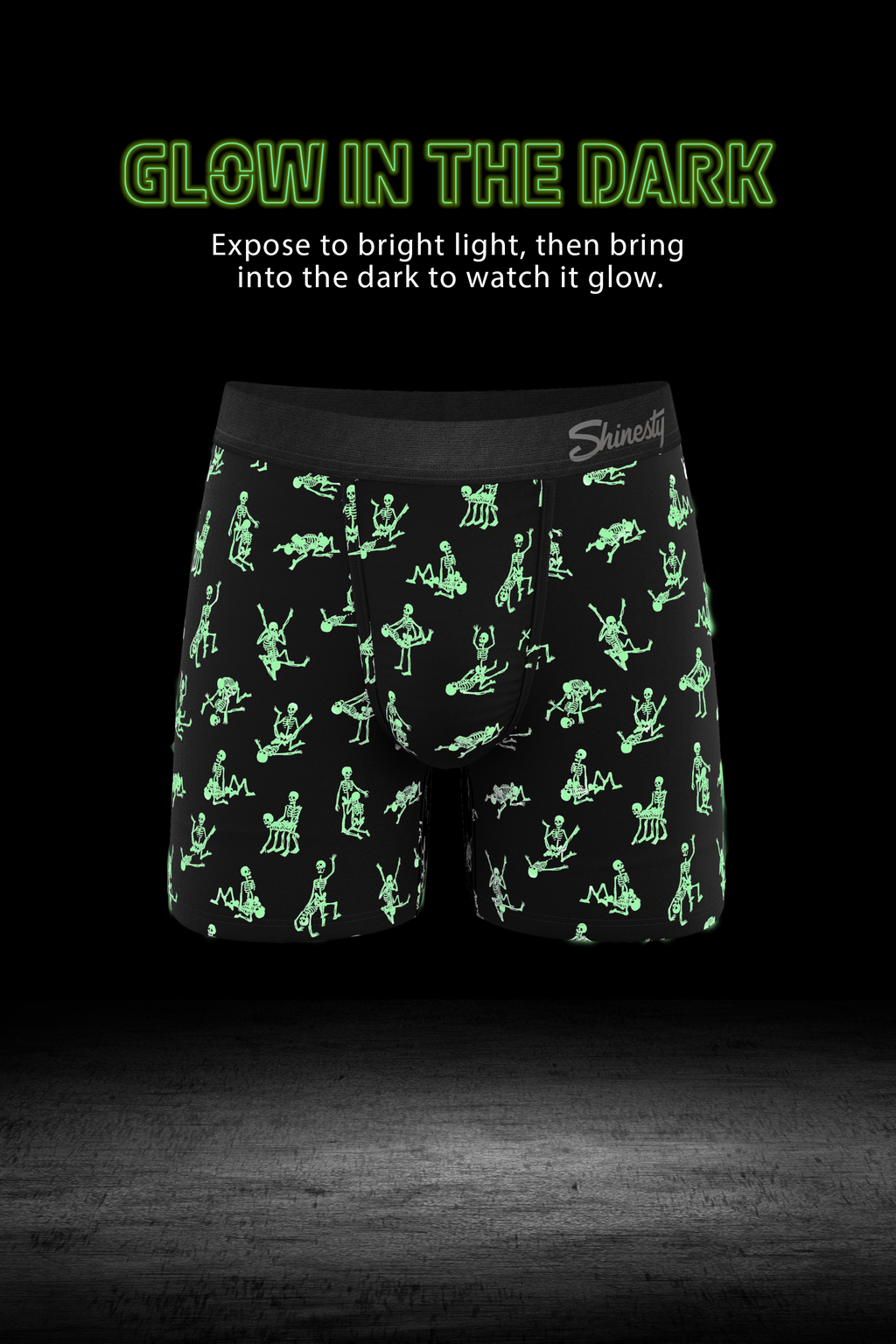 Skeleton-themed Ball Hammock® Pouch Underwear with glow-in-the-dark accents.