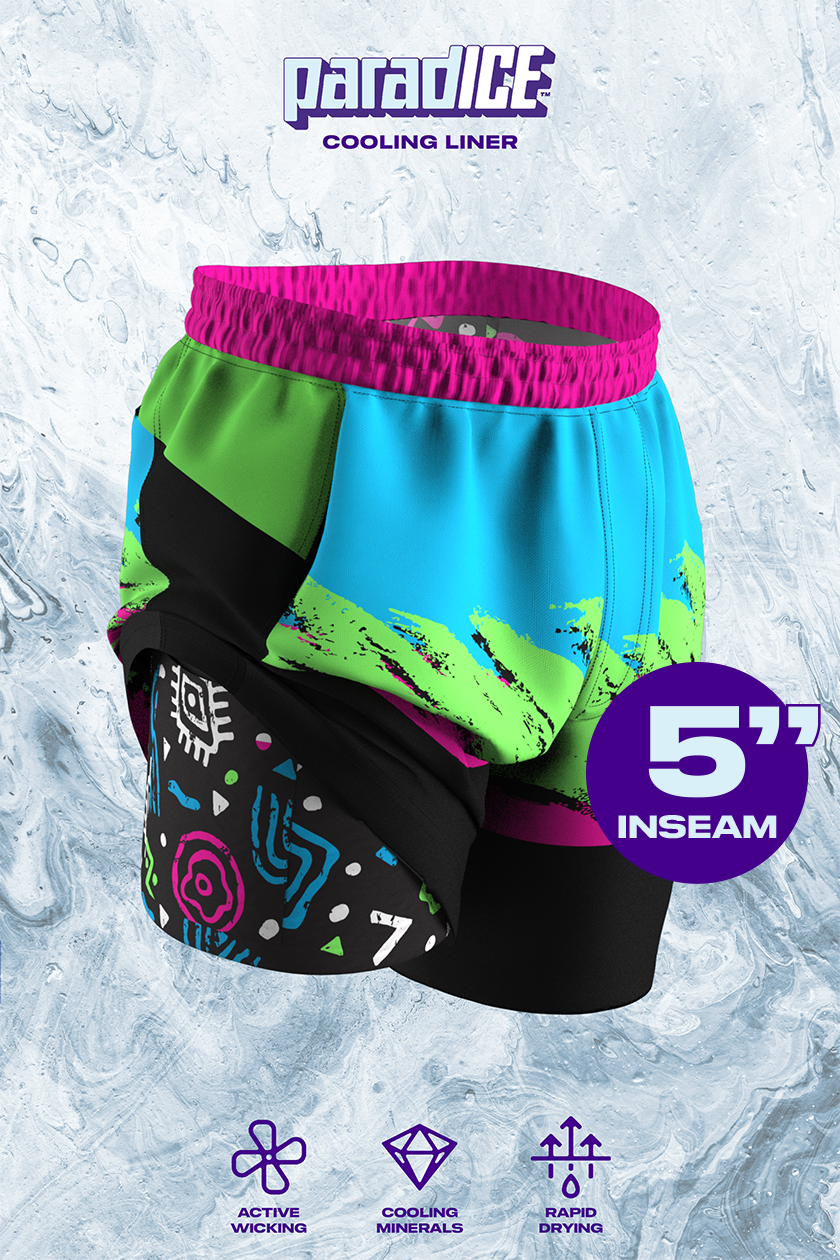 The Cherry Slushy | Neon Retro Ball Hammock® 5 Inch Athletic Shorts