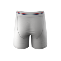 A patterned boxer briefs with a unique waistband design.