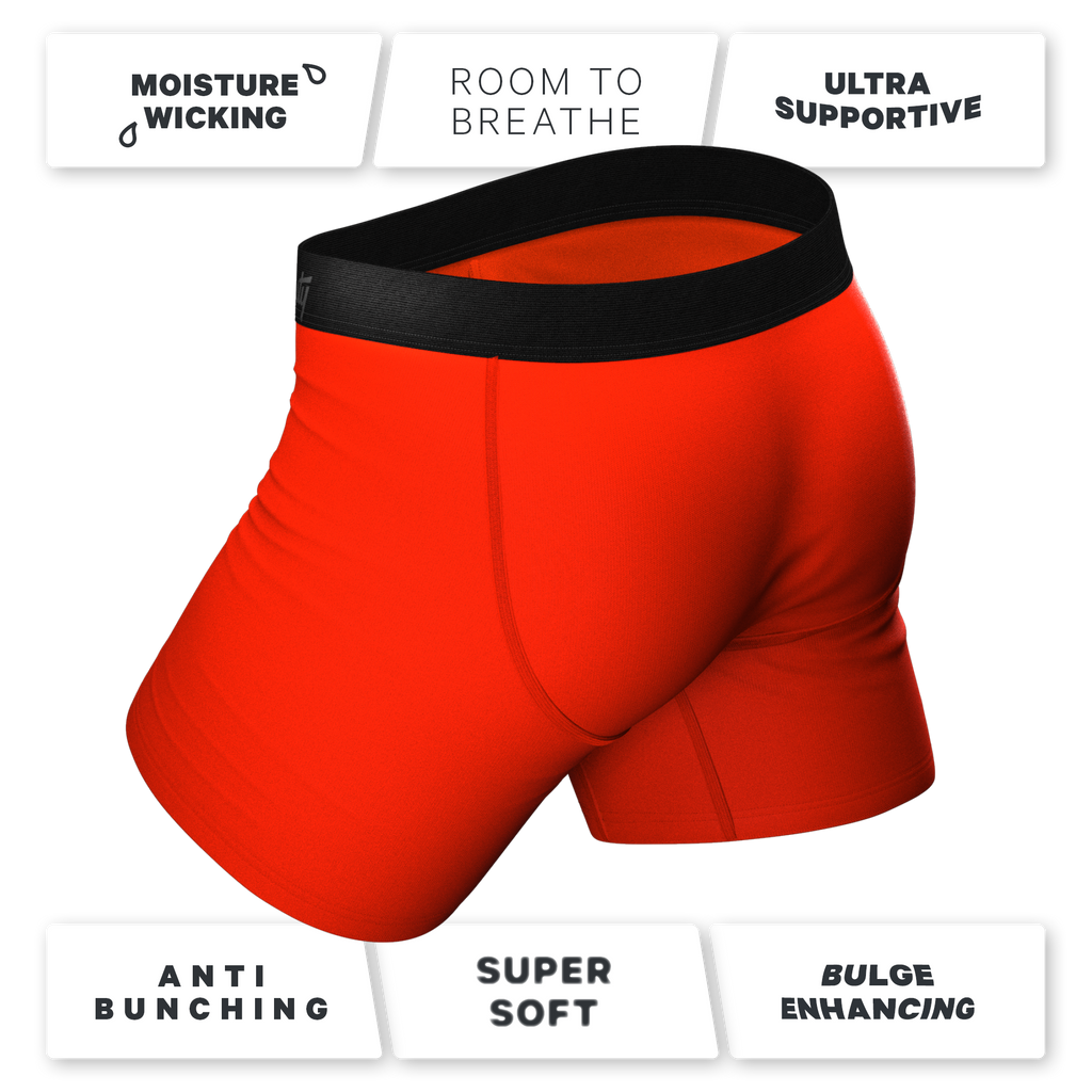 Boxer briefs with hot dog print Ball Hammock® pouch underwear.