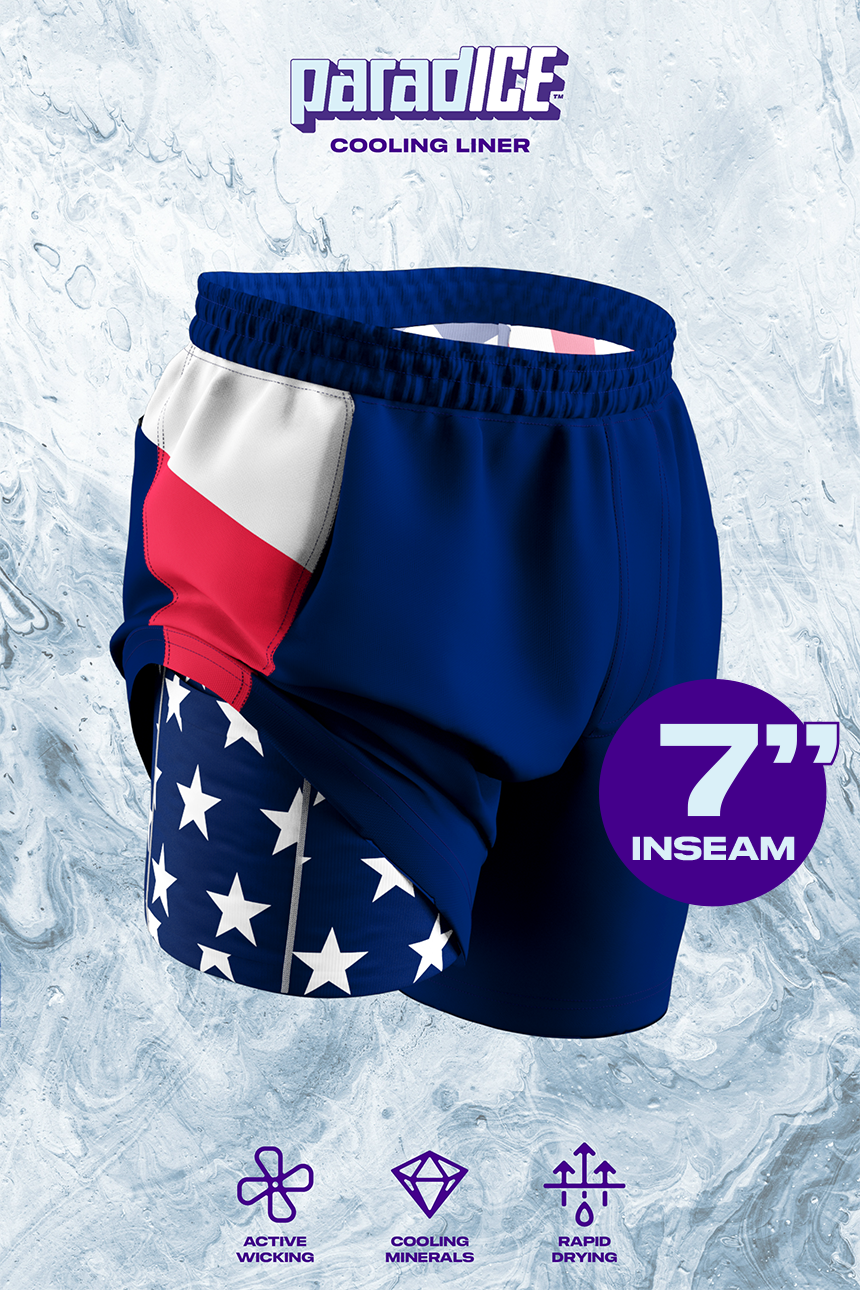 The Double Duty | American Flag Ball Hammock® 7 Inch Athletic Shorts