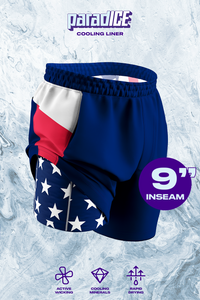The Double Duty | American Flag Ball Hammock® 9 Inch Athletic Shorts