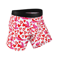 Valentines Ball Hammock® boxer briefs with hearts and angels, part of The Hot-Blooded Handbook collection.