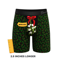 The Kiss Me There | Mistletoe Long Leg Ball Hammock® Pouch Boxers With Fly