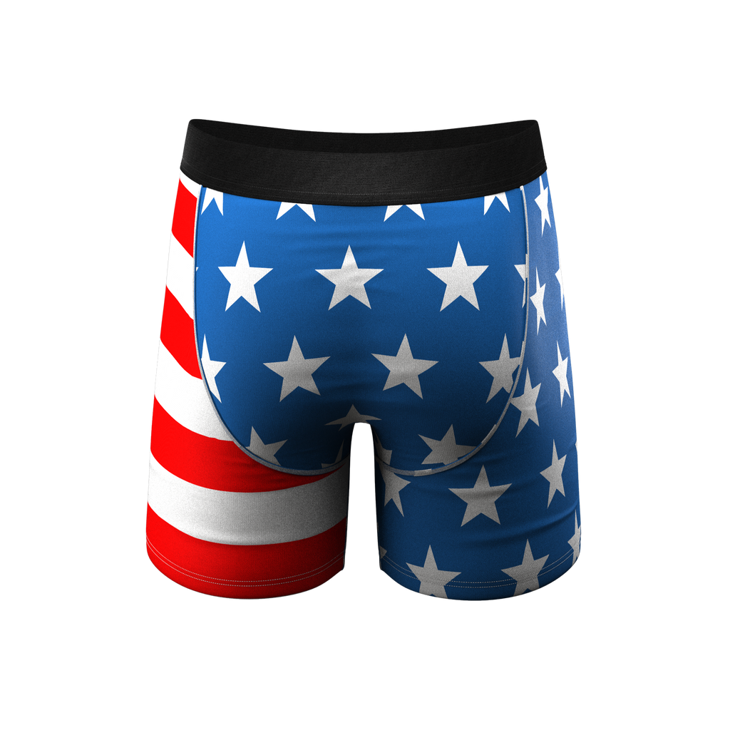 The Mascot | American Flag Ball Hammock® Pouch Underwear, a unique design with stars and stripes.