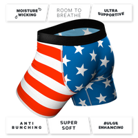 The Mascot | USA Eagle Ball Hammock® boxers with stars and stripes design.