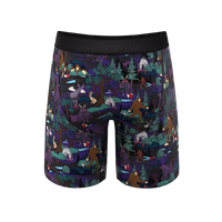 Cartoon men's underwear with monster and bigfoot designs.