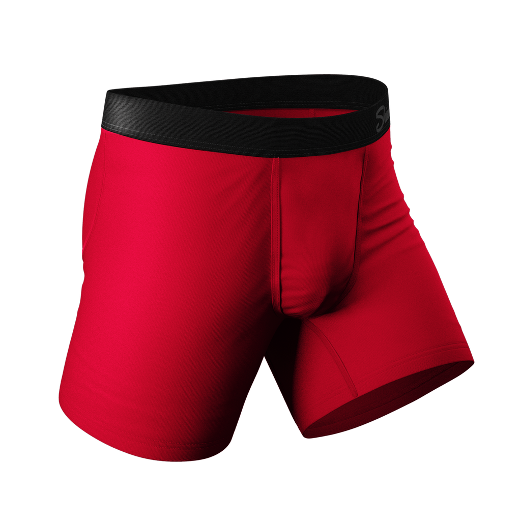 Red Ball Hammock® Pouch Underwear, a unique and comfortable pair of boxer briefs for men.