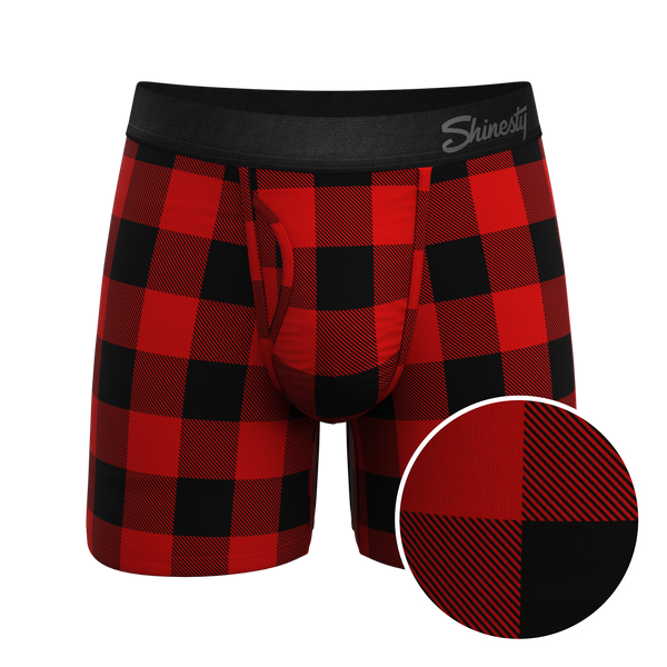 The Red & Black Lumberjack | Buffalo Check Ball Hammock® Pouch Underwear With Fly