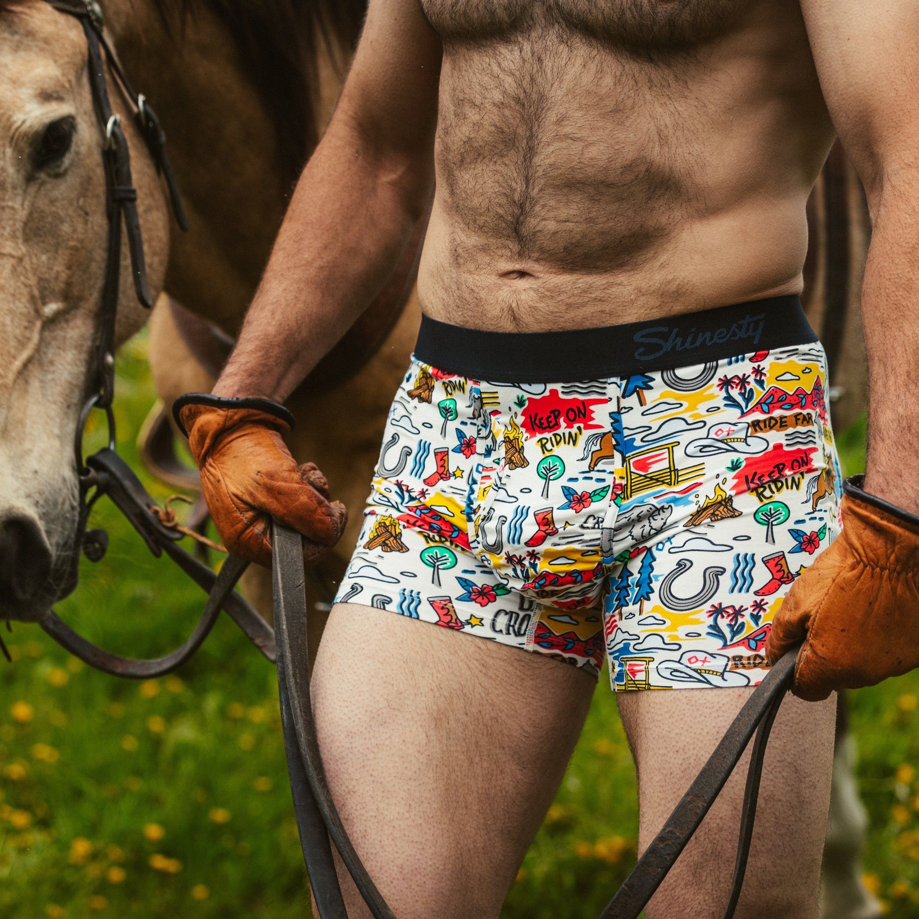 The Rowdy Rodeo | Western Map Shinesty x Diamond Cross Ranch Ball Hammock® Pouch Underwear With Fly - Shinesty product image