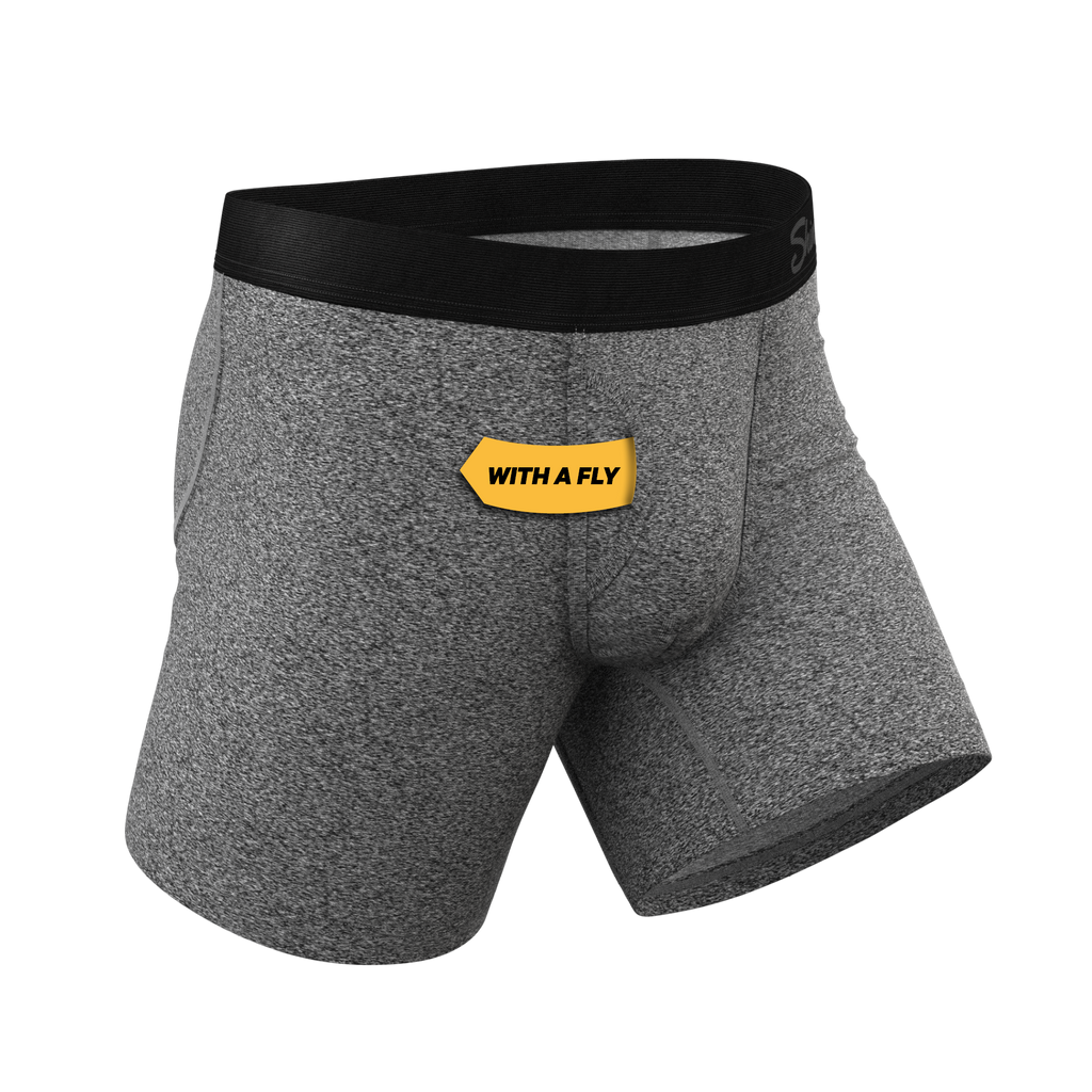 The Seattle Skyline | Black Marble Heather Ball Hammock® Pouch Underwear With Fly