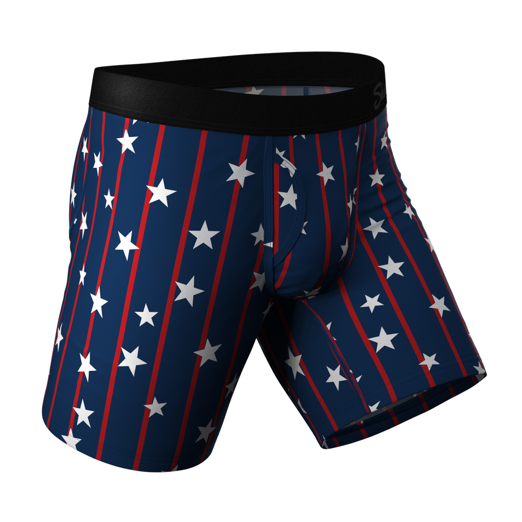 The Stars & Stripes | USA Long Leg Ball Hammock® Pouch Underwear With Fly