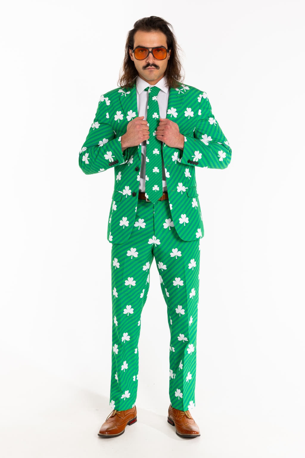 The Blarney Bagpiper | Diagonal Striped Clovers Suit