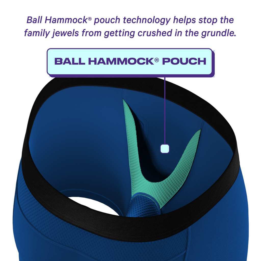 Blue cooling underwear with mesh gusset and Ball Hammock® pouch.