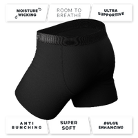 Men's underwear pack featuring The Threat Level Midnight | Black Ball Hammock® Pouch Underwear With Fly 7 Pack.