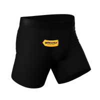 Black boxer briefs with a Ball Hammock® pouch, mesh gusset, and cooling technology.