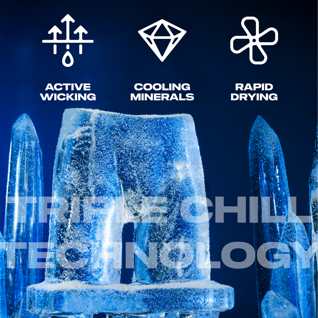 A group of ice cubes and a white diamond close-up, with a logo and bottle details.