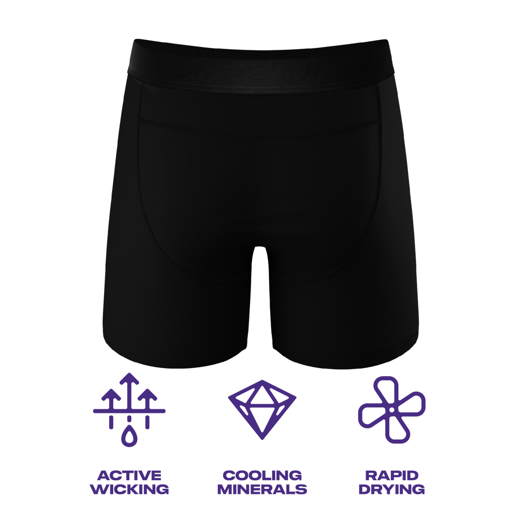 Black Ball Hammock® underwear with cooling technology, featuring mesh gusset and back panels for ultimate comfort.