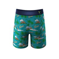 The Volcano | Margaritaville® Ball Hammock® Pouch Underwear featuring palm trees and mountains.