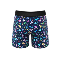The Family Jewels Ball Hammock® Pouch Underwear with Fly featuring colorful crystals and butterflies.