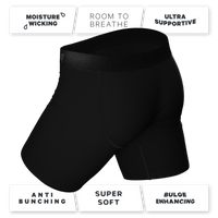 black long leg boxers with fly