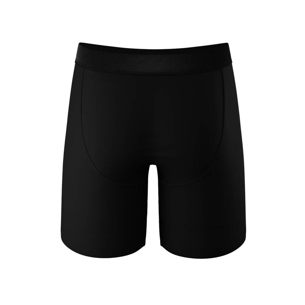 black long leg ball hammock boxers with fly