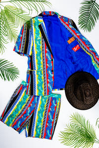 Cuban striped short suit set