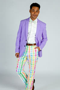 pastel plaid suit pants