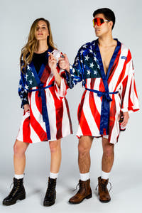 couples american flag robes