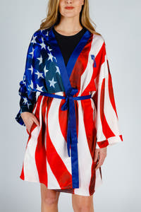 american flag satin kimono