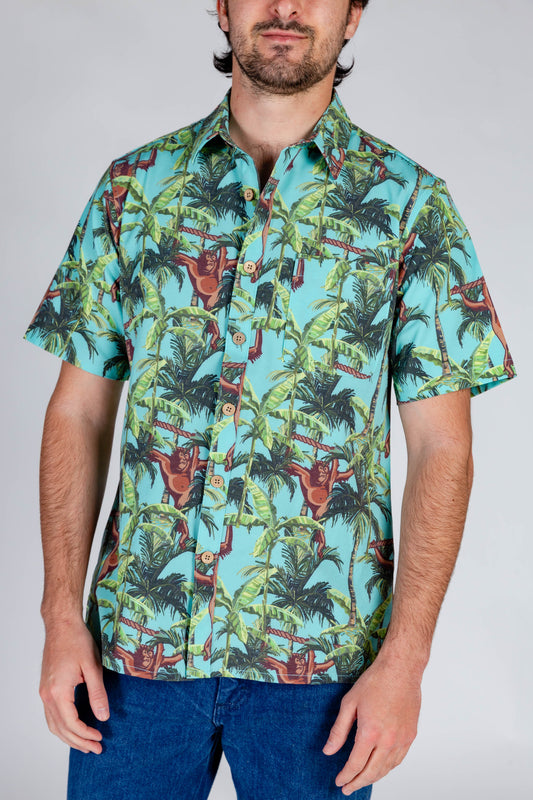 The Brass Monkey | Tropical Monkey Stretch Hawaiian Shirt