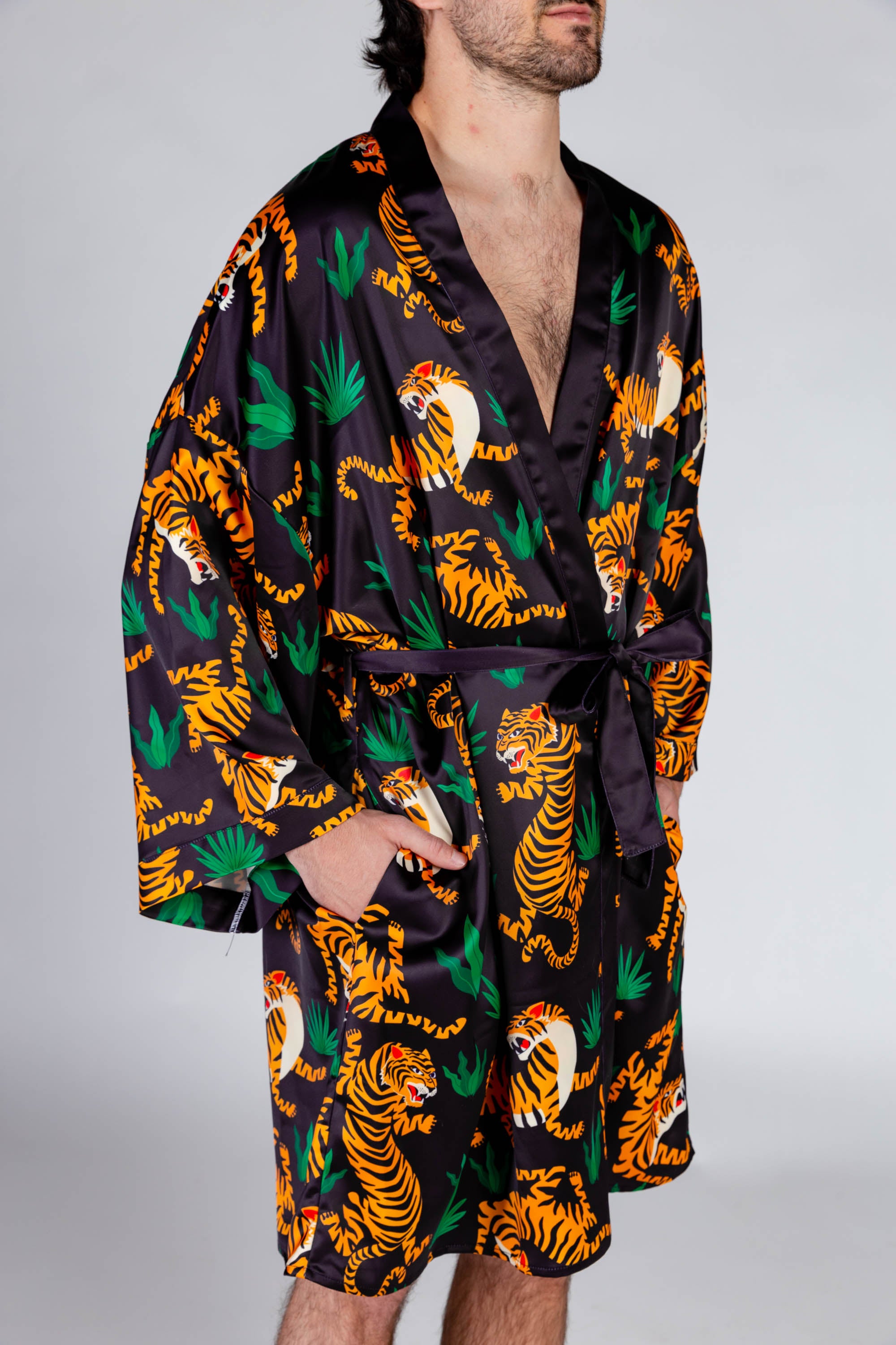 Tiger Print Satin Kimono The Tamer 