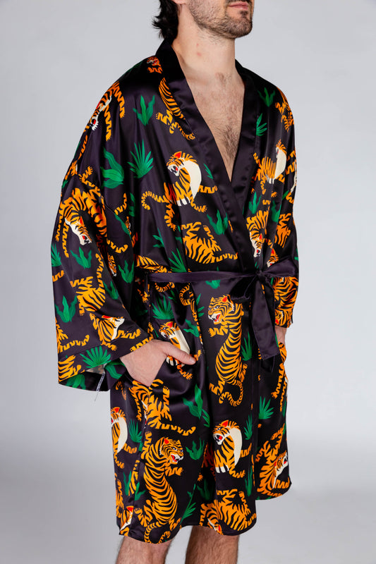 Tiger Print Satin Kimono The Tiger King