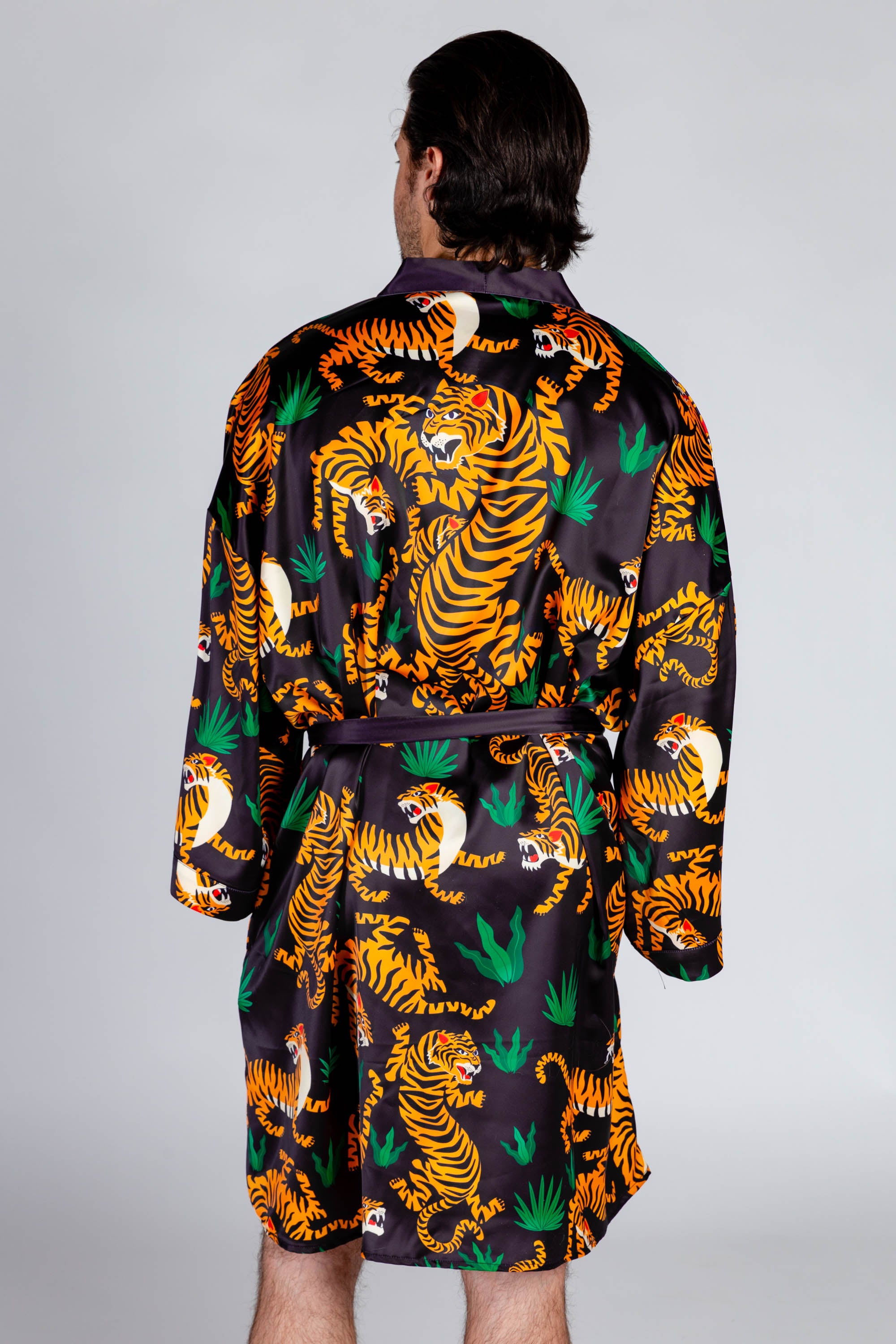 Print Satin Kimono Tiger Tamer | The