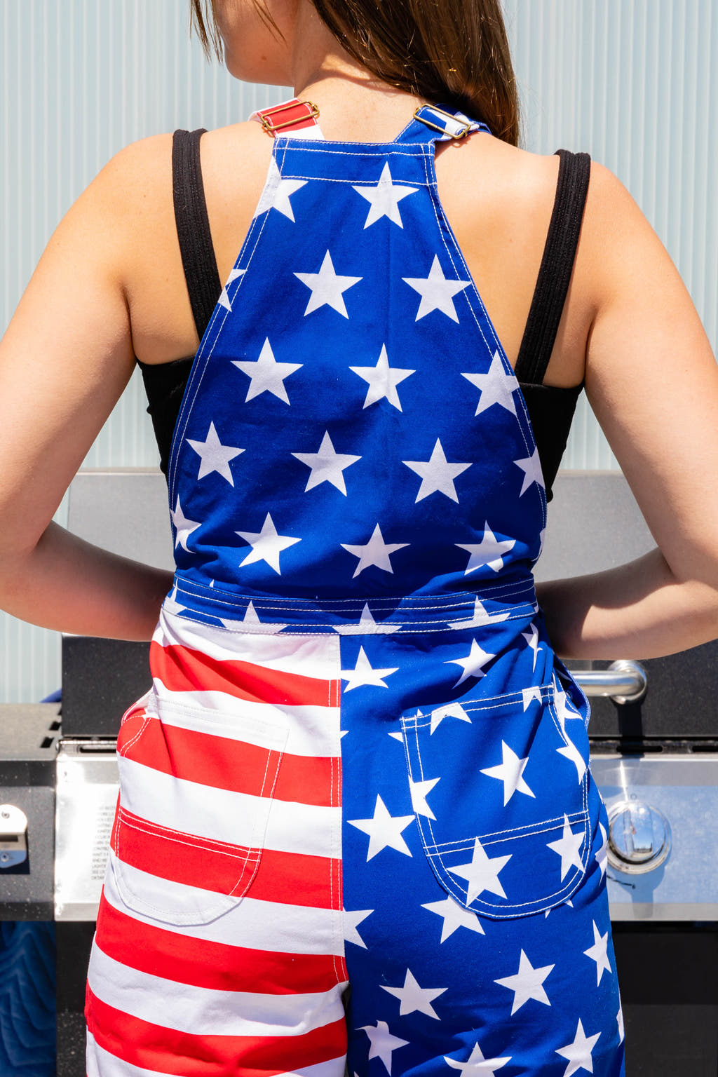USA flag unisex overall shorts