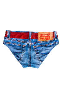 faux denim swim brief with belt