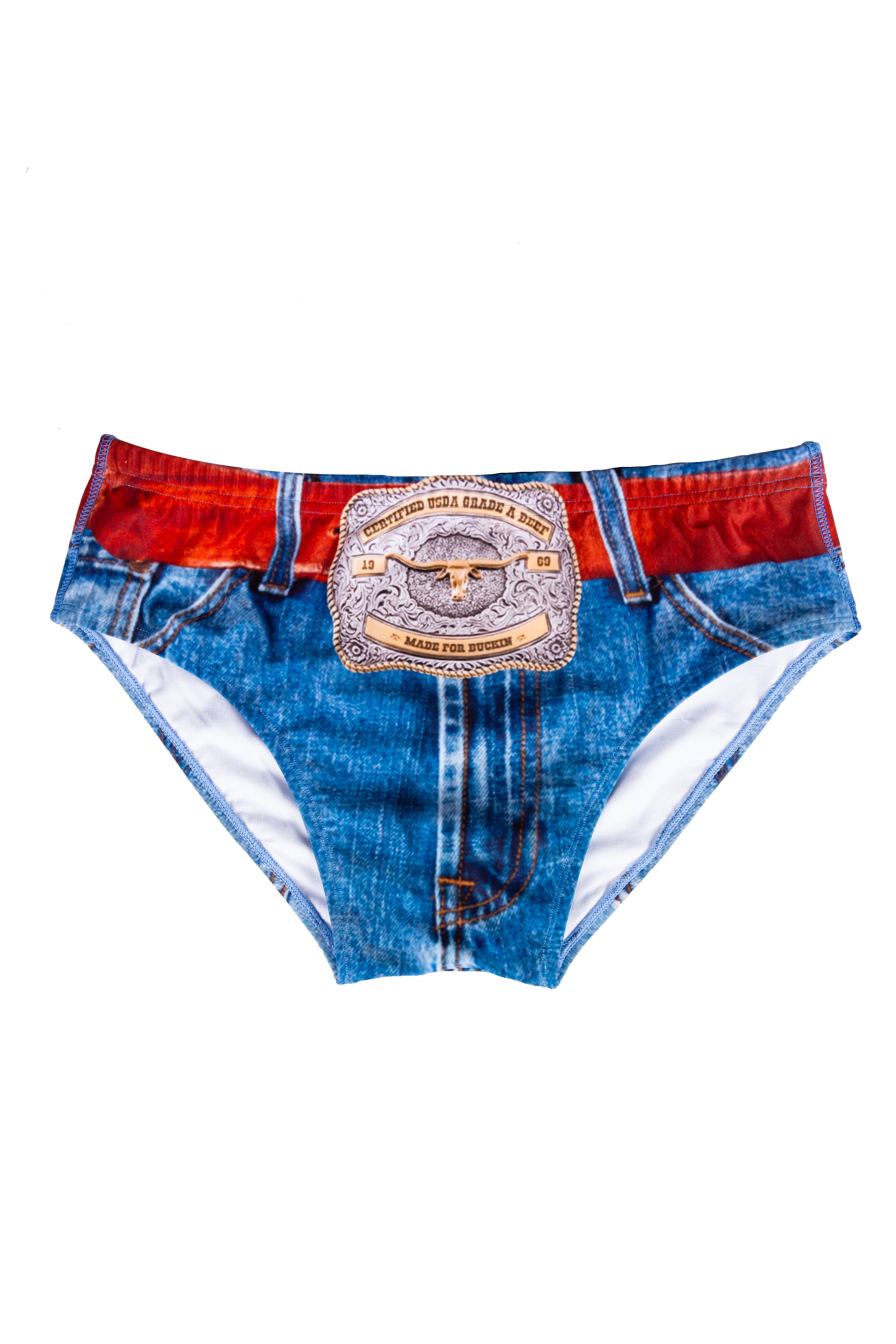 Western Denim Printed Swim Brief