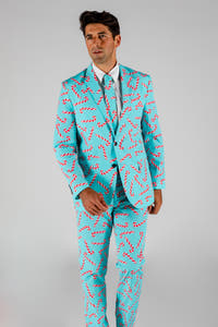 men suit printed with candy cane