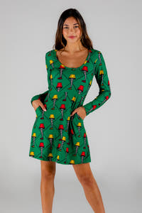 Green Christmas Skater Dress for Women