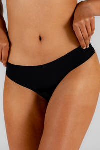 plain black seamless thong