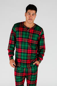 The Lincoln Log Love Daddy | Men's Red Plaid Christmas Pajama Top