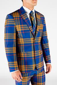 Blue Orange Plaid Blazer and Pants